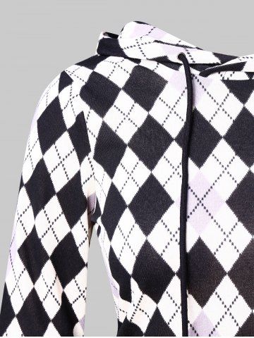 

Plus Size Argyle Drawstring Hoodie, Multi