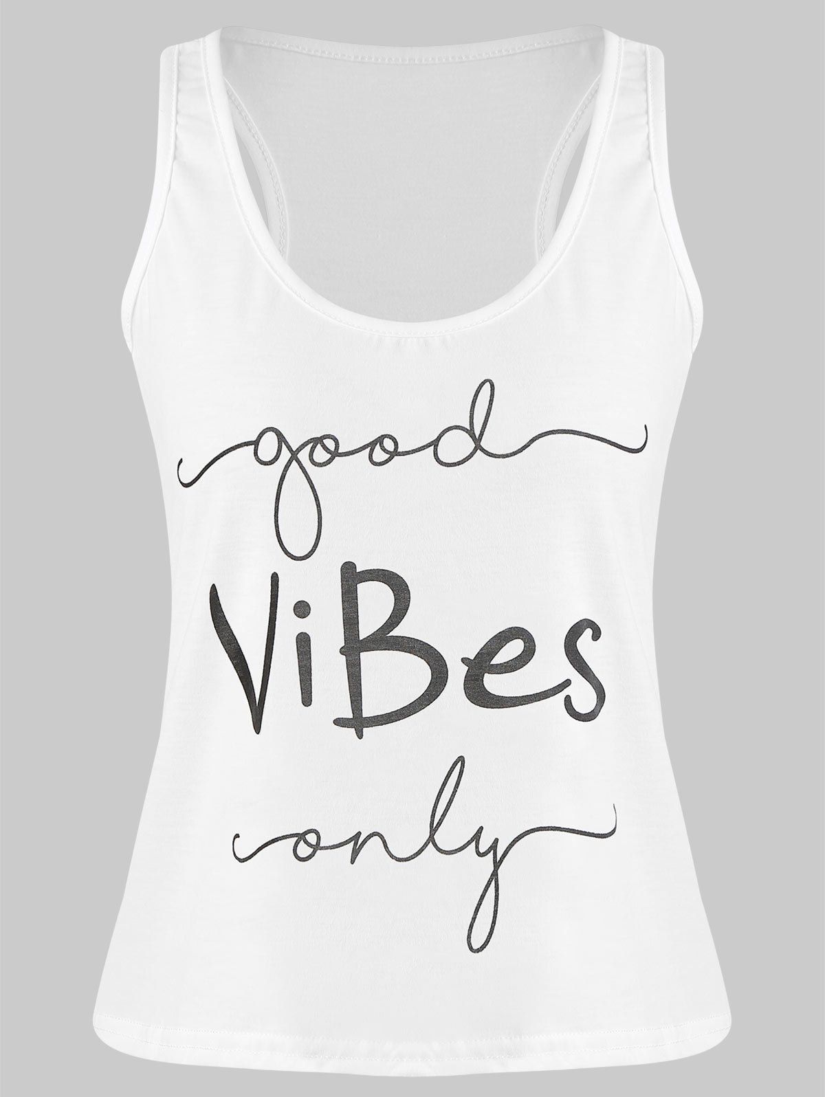 

Letter Print Scoop Neck Vest, White