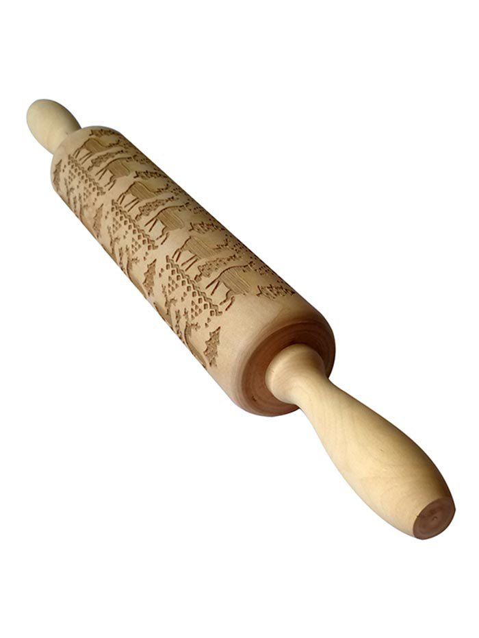 

Christmas Embossing Wood Rolling Pin, Burlywood