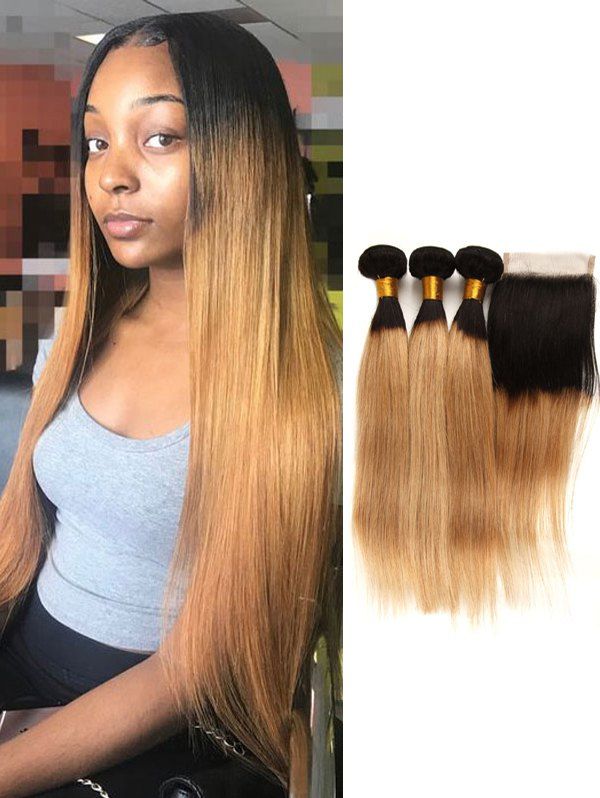 24 Off Ombre Straight Brazilian Virgin Human Hair Weaves With
