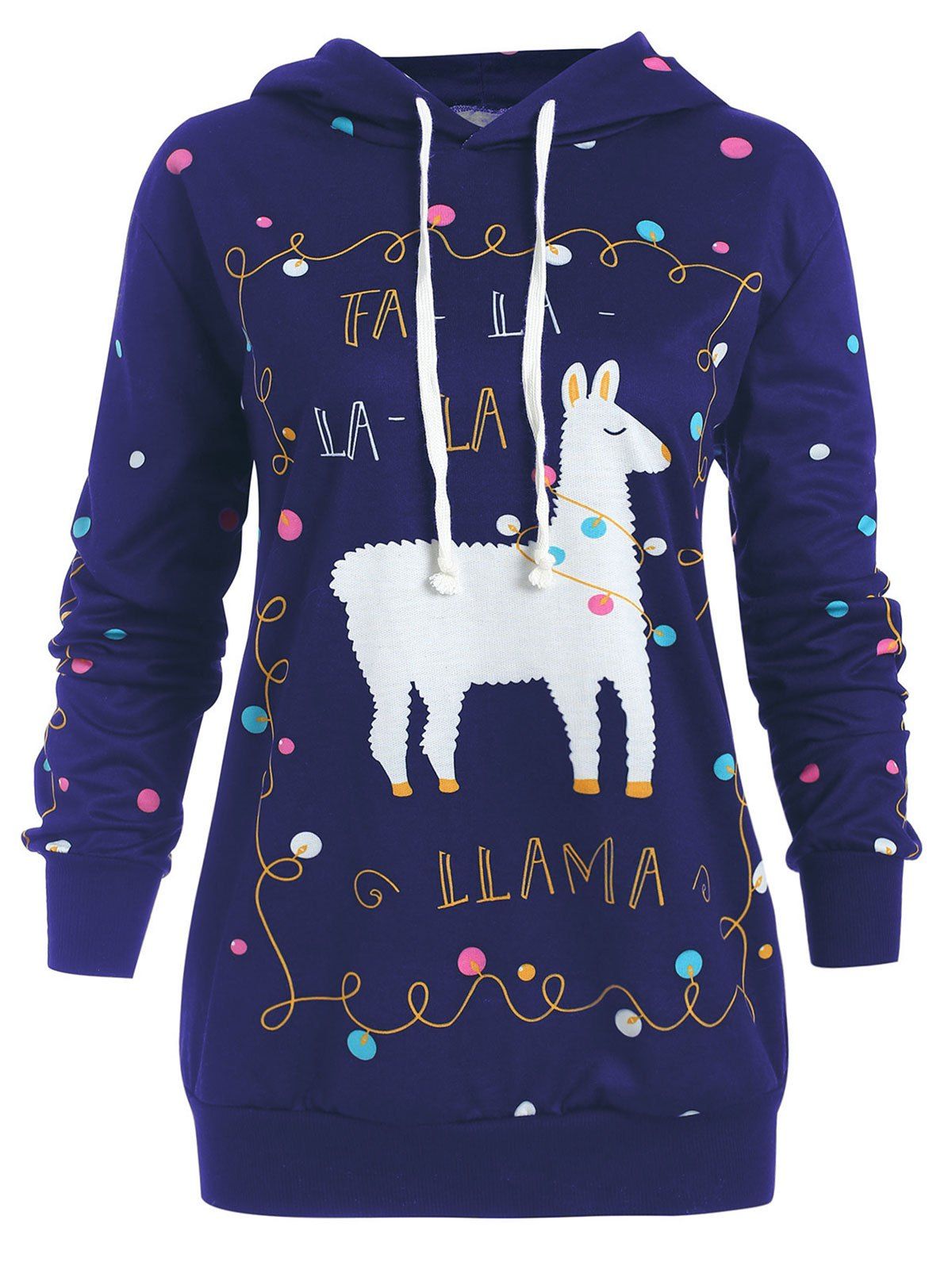 

Christmas Pattern Plus Size Polka Dot Hoodie, Deep blue