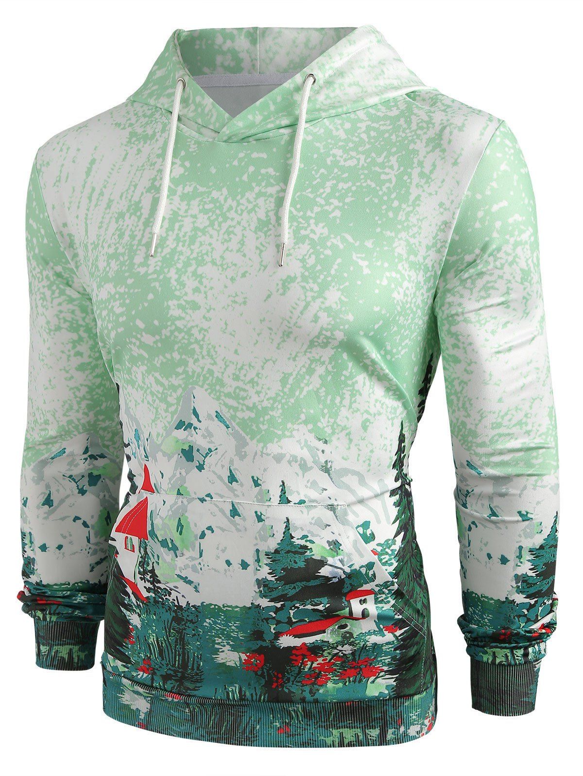 

Landscape Print Pullover Hoodie, Mint green