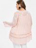 Plus Size Spliced Hollow Out Tunic Top -  