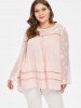 Plus Size Spliced Hollow Out Tunic Top -  