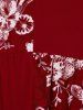 Plus Size Long Sleeves Buttons Longline Floral Top -  