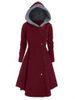 Plus Size Contrast Asymmetric Hooded Coat Dress -  