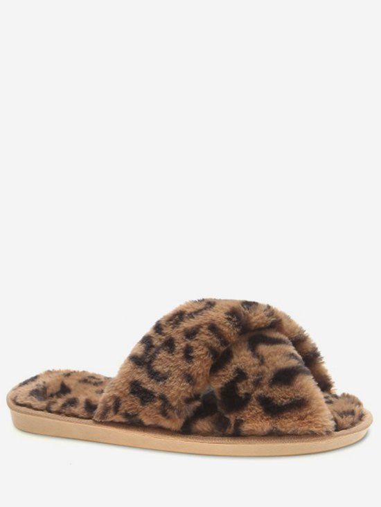 leopard print fluffy slippers