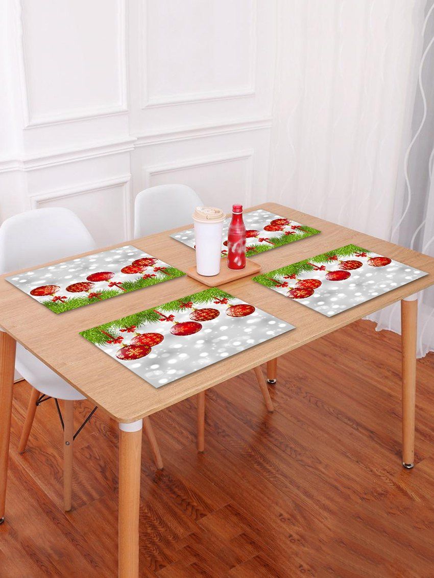 

Christmas Balls Pattern Placemat, Light gray