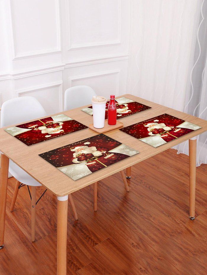 

1PC Father Christmas Gift Printed Placemat, Red wine