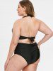 Open Back Plus Size Halter Neck Bikini Set -  