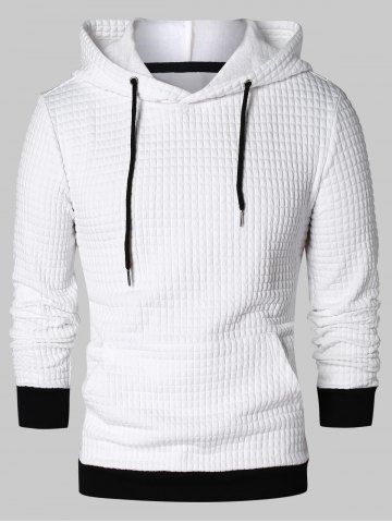 

Drawstring Contrast Color Pullover Hoodie, White