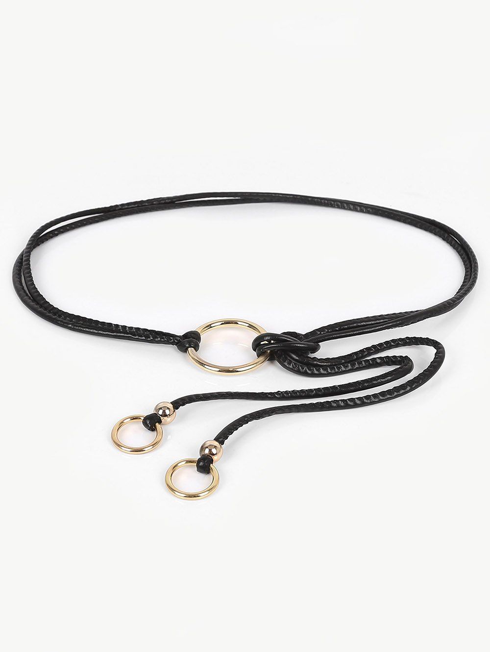 

Vintage Hollow Out Ring Adjustable Dress Belt, Black