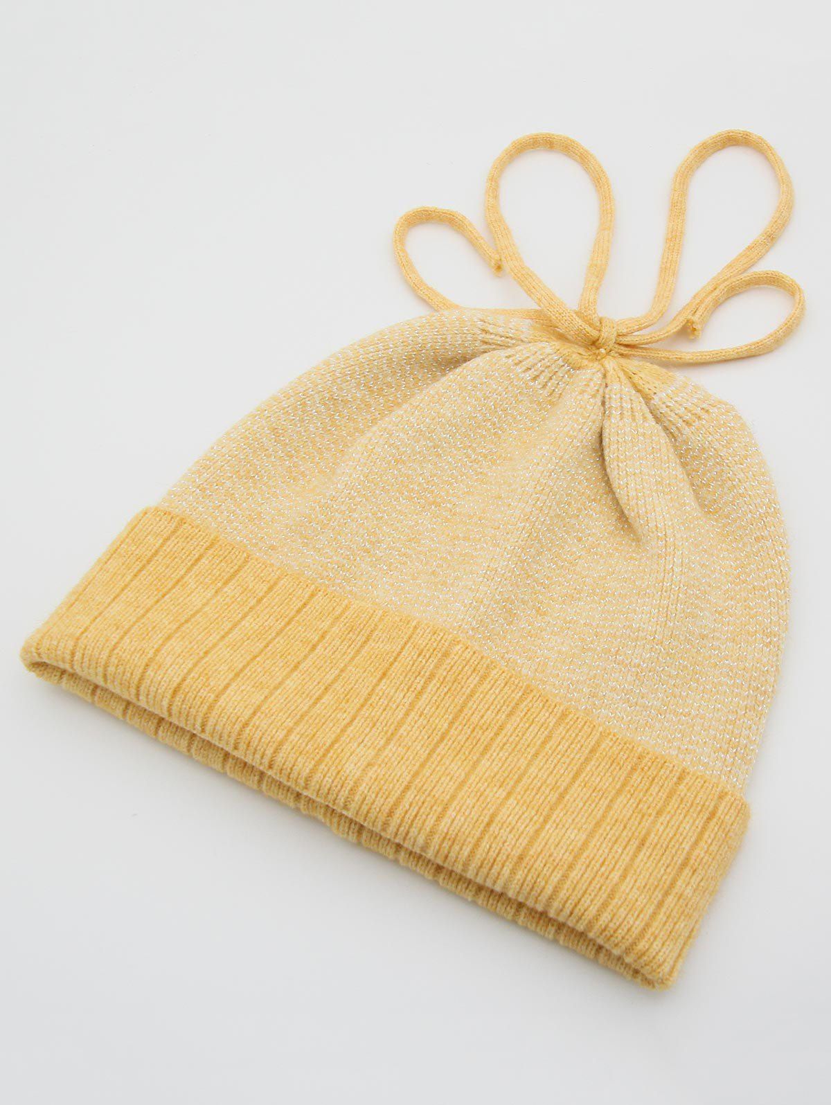 

Rope Flanging Warm Knitted Beanie, Yellow