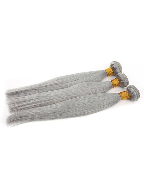 

3Pcs Real Human Hair Straight Brazilian Virgin Hair Weaves, Cloudy gray