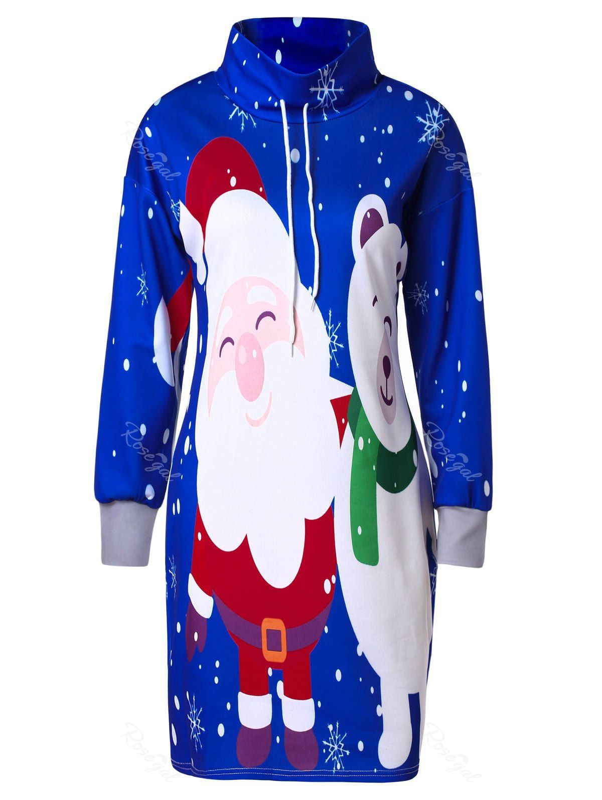 skew neck santa claus snowflake pullover christmas sweatshirt