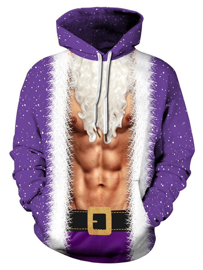 

Christmas Printed Casual Pullover Hoodie, Purple flower