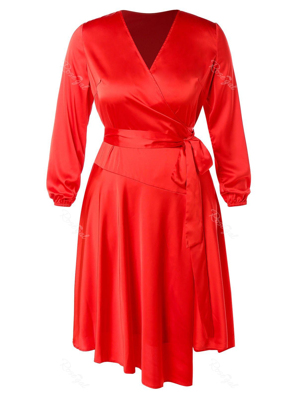 

Plus Size Satin Midi Dress, Red