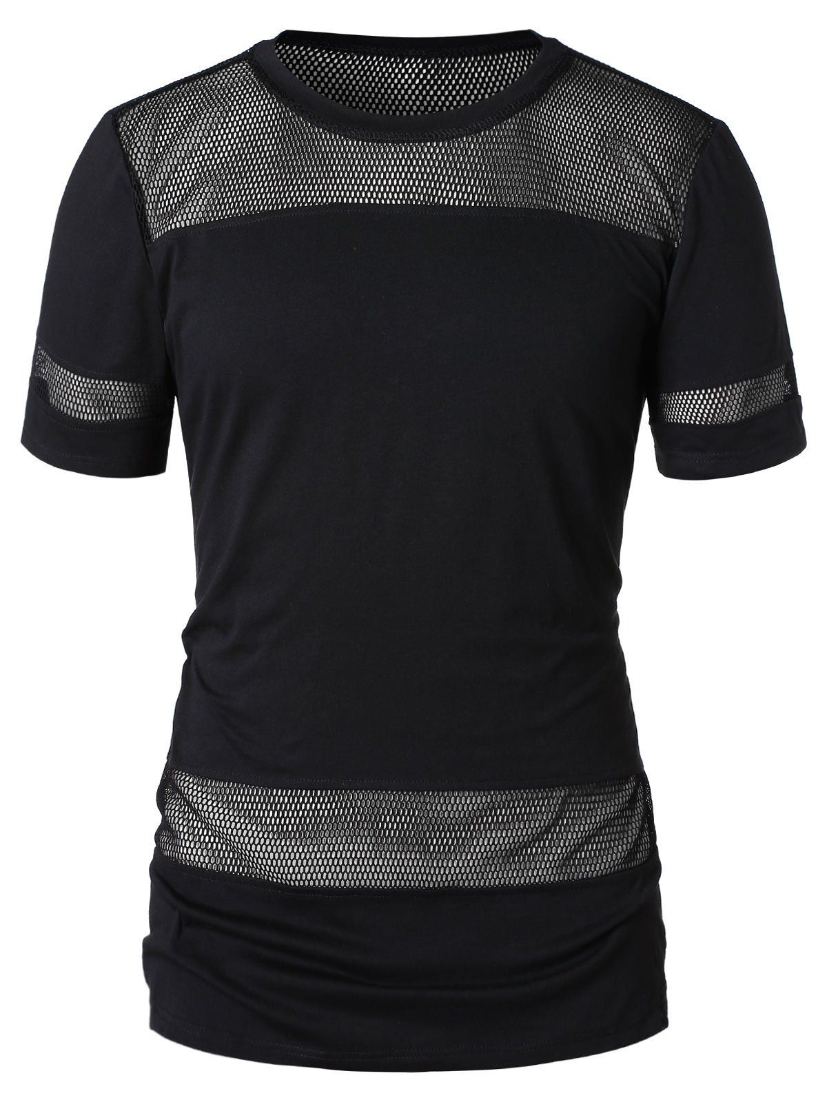 

Short Sleeve Mesh Panel T-shirt, Black