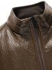 Stand Collar Zip Fly PU Leather Jacket -  