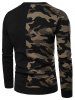Camouflage Pattern Contract Color Pullover Sweater -  