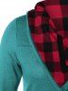 Plus Size Skew Button Plaid Spliced Tulip Front T-shirt -  