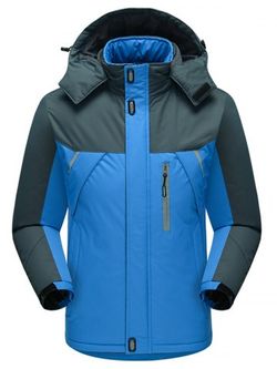 Contract Color Outdoor Climbing Hooded Padded Jacket - DODGER BLUE - XS