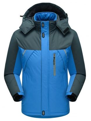 Contract Color Outdoor Climbing Hooded Padded Jacket