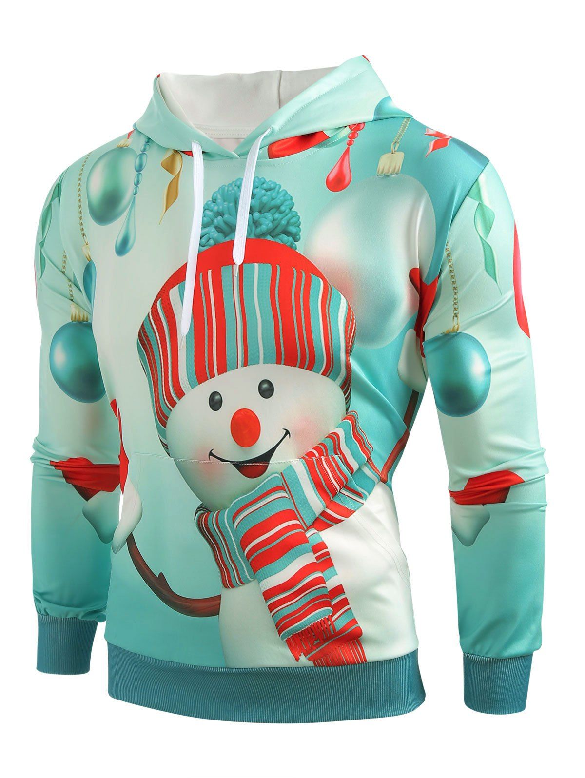 

Christmas Snowman Print Kangaroo Pocket Hoodie, Light slate
