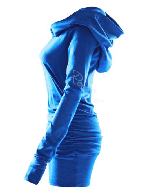 

Plus Size Ruched Pullover Armhole Hoodie, Blue