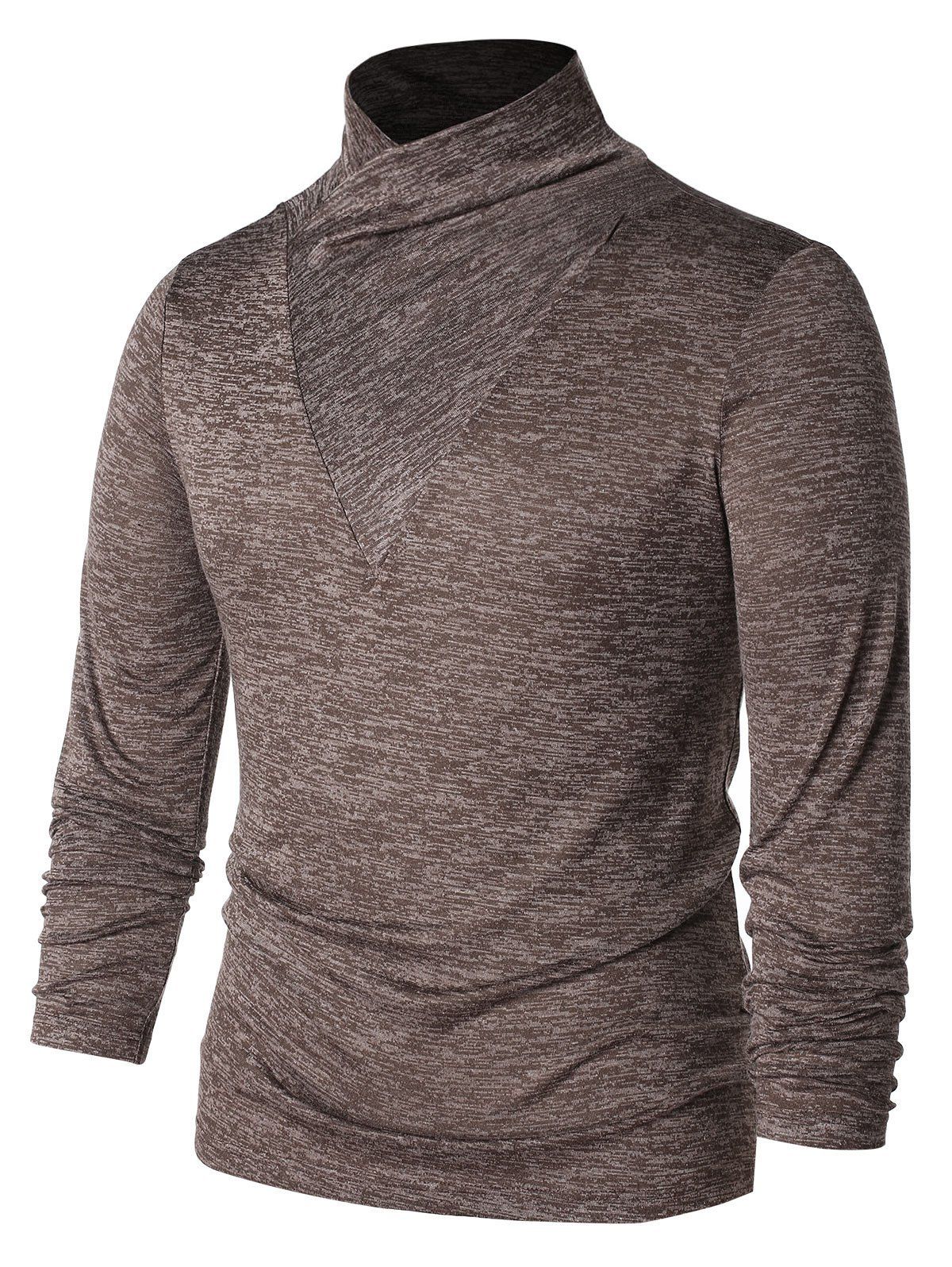 

Shawl Collar Long Sleeve T-shirt, Brown