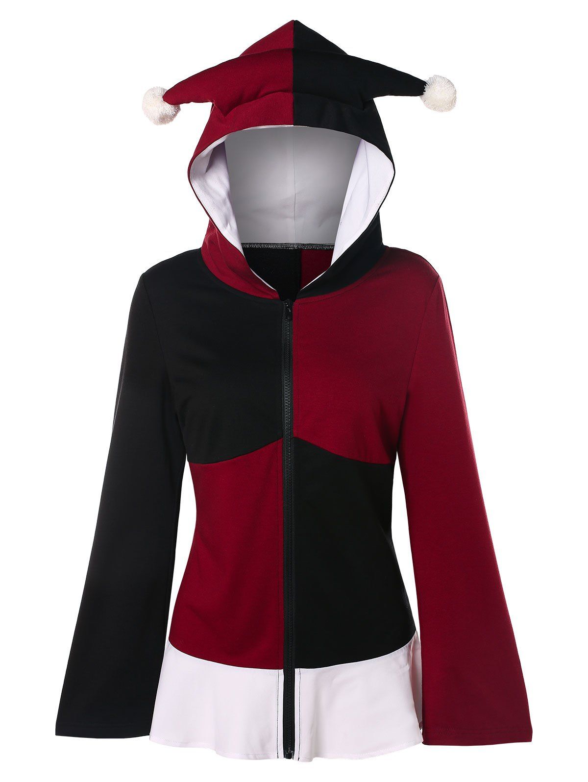

Color Block Lace Up Zip Up Hoodie, Multi