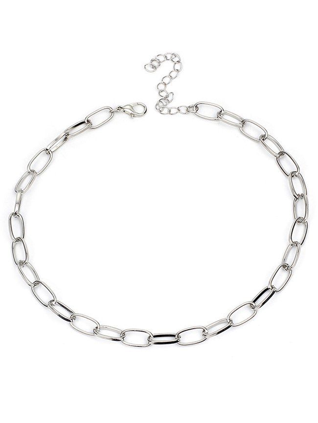 

Metal Lock Chain Design Necklace, Silver