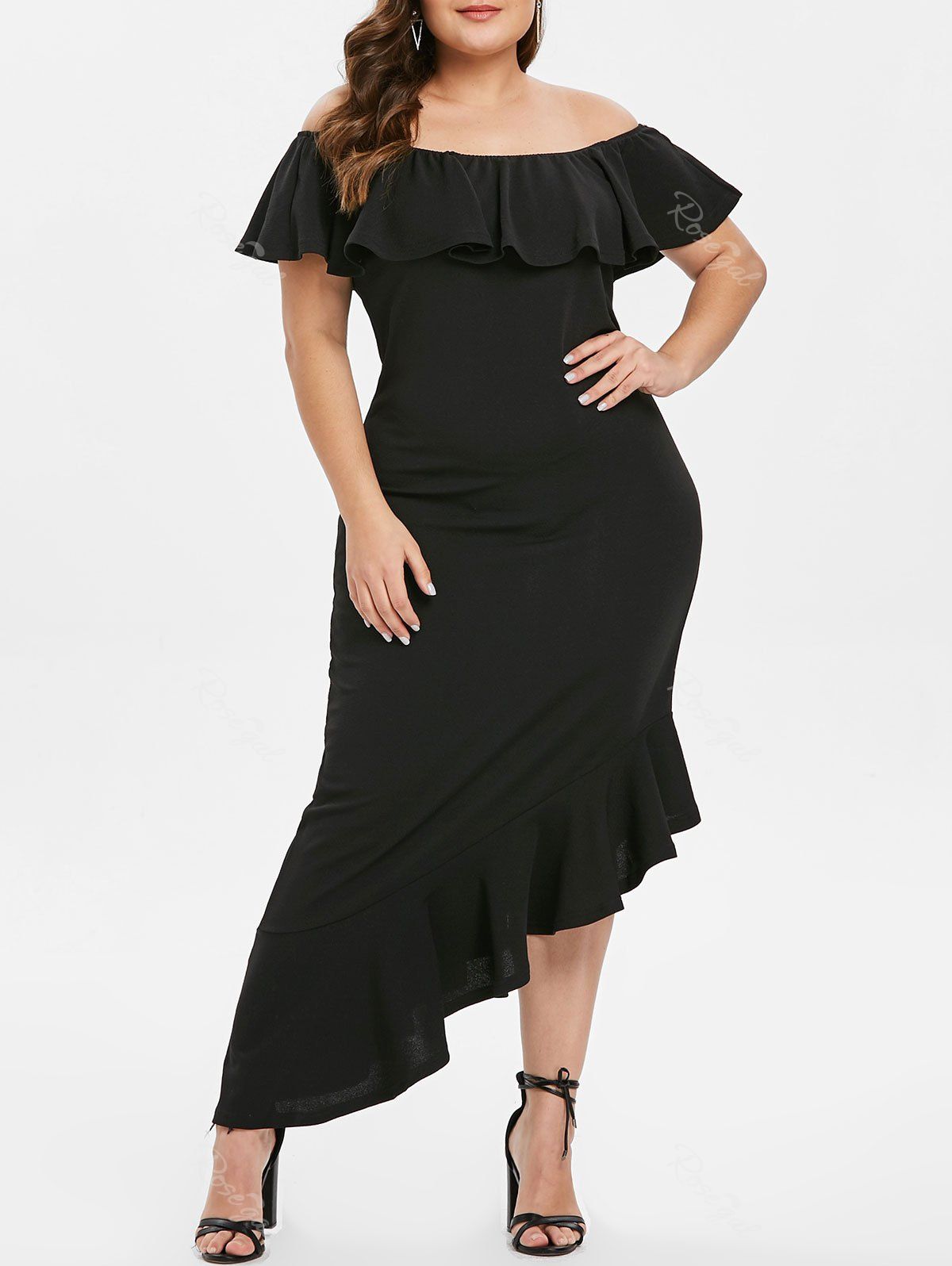 [43% OFF] Plus Size Off The Shoulder Asymmetrical Dress | Rosegal