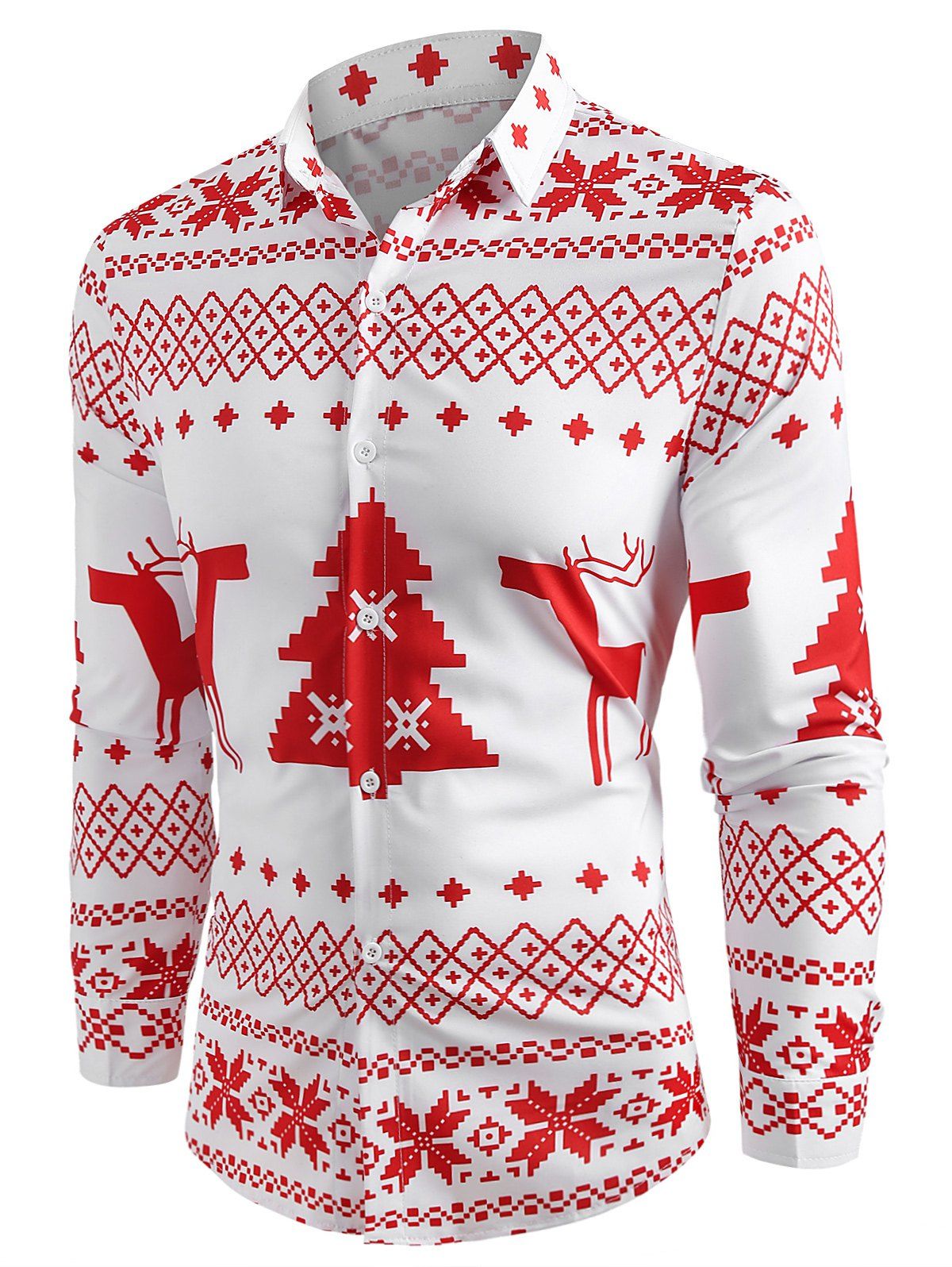

Christmas Geometry Pattern Long Sleeve Shirt, Red