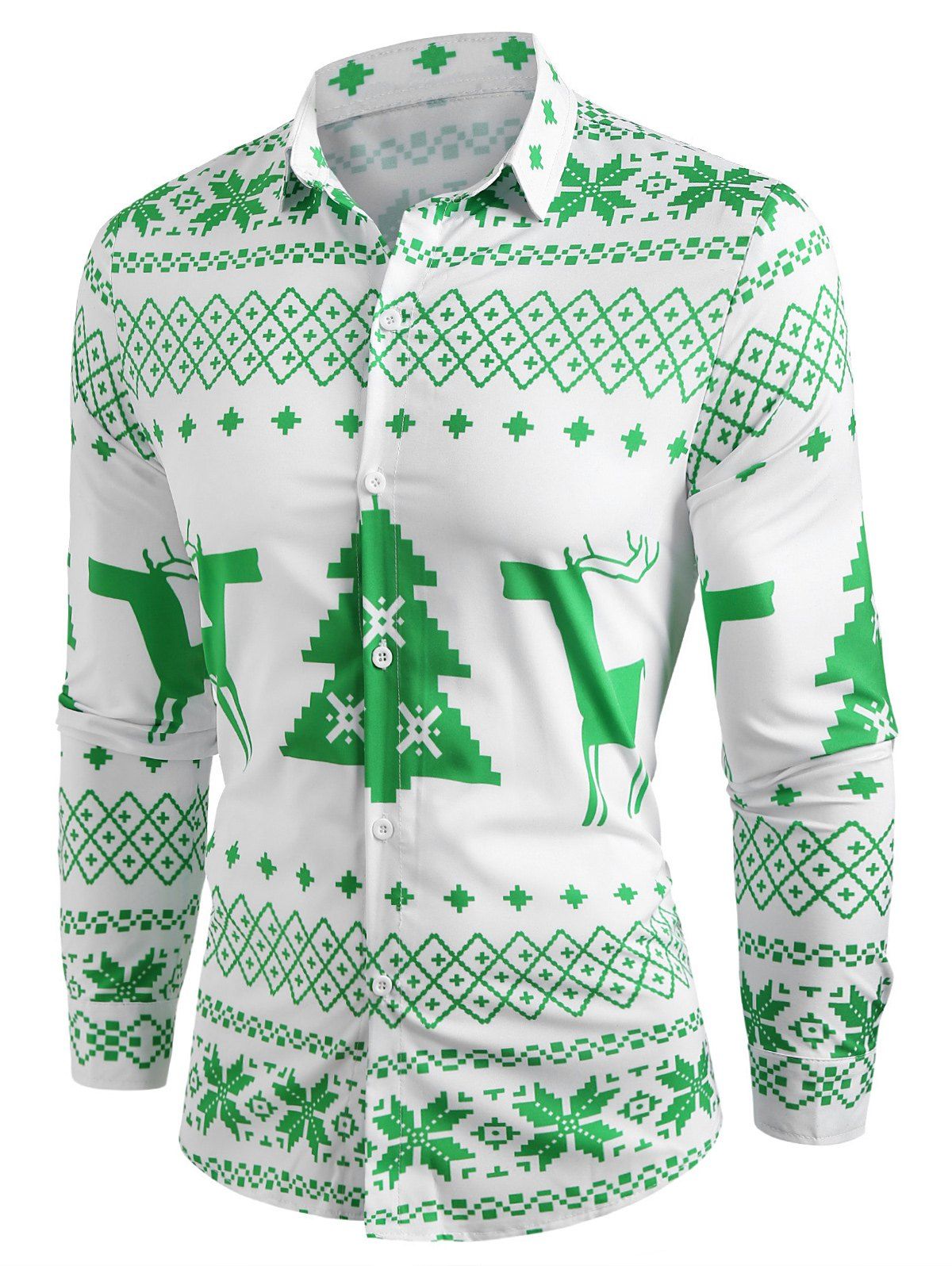 

Christmas Geometry Pattern Long Sleeve Shirt, Yellow green