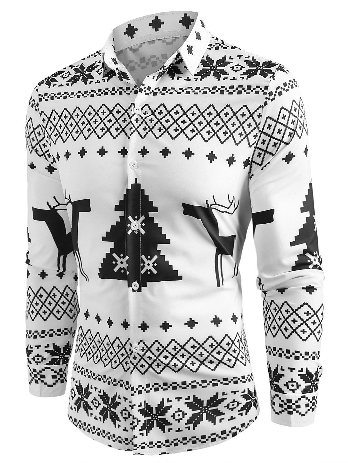 

Christmas Geometry Pattern Long Sleeve Shirt, Black