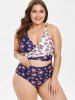 Plus Size Cut Out Star Print Swimwear -  