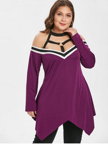

Plus Size Cutout Asymmetrical T-shirt, Dark orchid