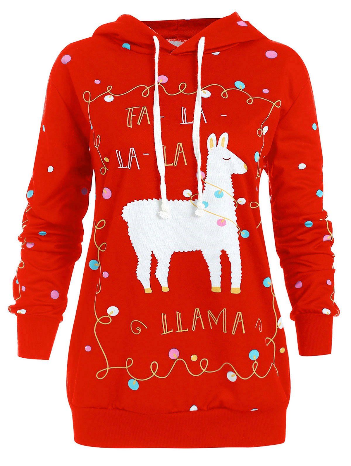 

Christmas Pattern Plus Size Polka Dot Hoodie, Red