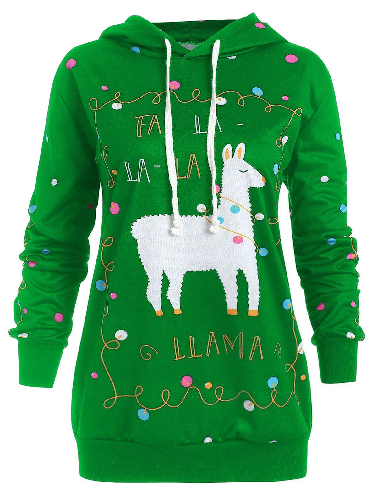 

Christmas Pattern Plus Size Polka Dot Hoodie, Green
