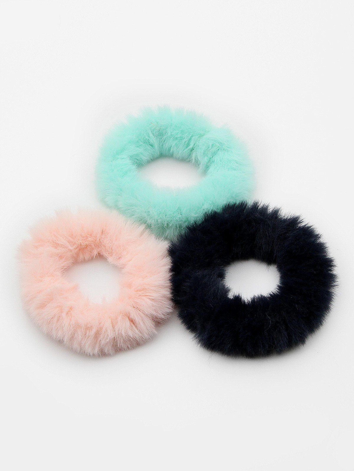 

3Pcs Stylish Faux Fur Elastic Hair Band, Multi-b