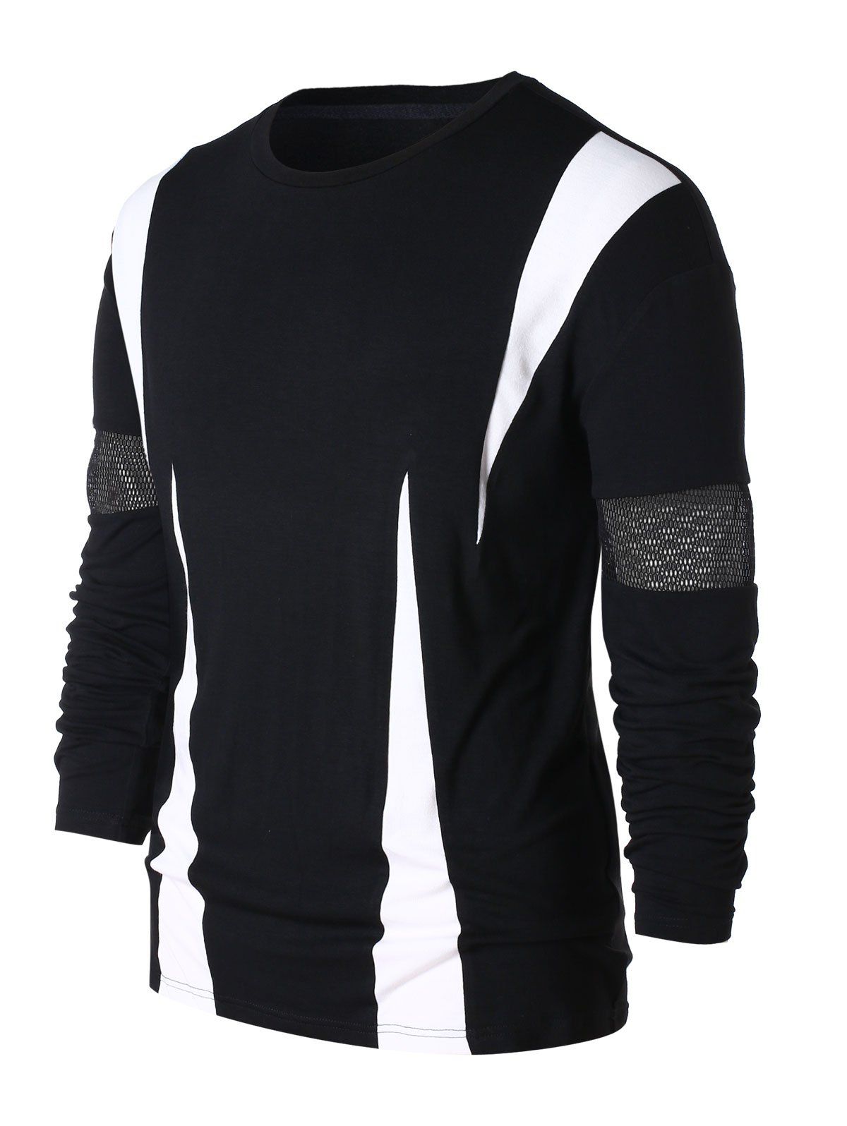 

Mesh Panel Contrast Color T-shirt, Black