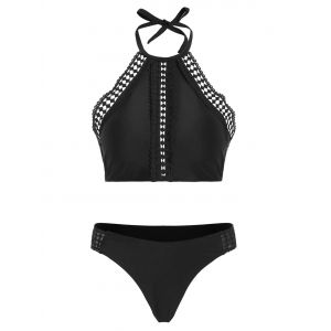 

Hollow Out Halter Neck Two Piece Swimwear, Black