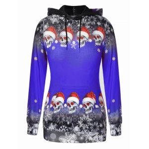 

Plus Size Pullover Skulls Snowflake Christmas Hoodie, Cobalt blue