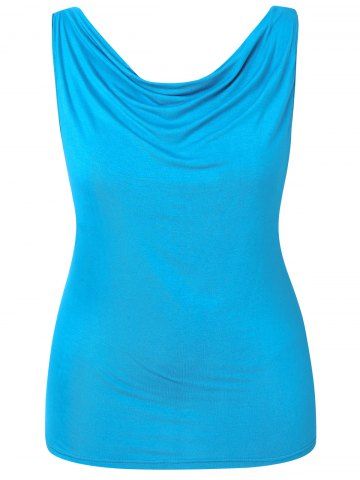 

Plus Size Hollow Out Heaps Back Crochet Tank Top, Deep sky blue