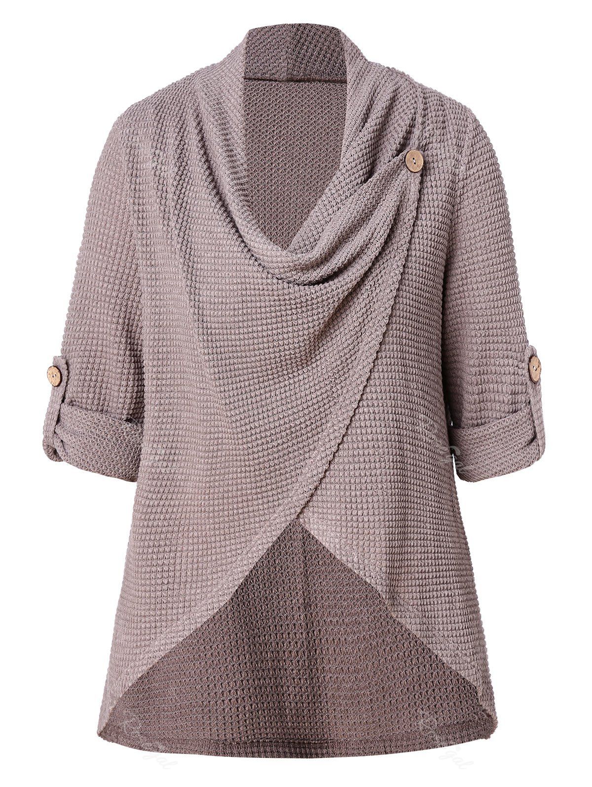 

Plus Size Buttoned Asymmetrical T Shirt, Gray