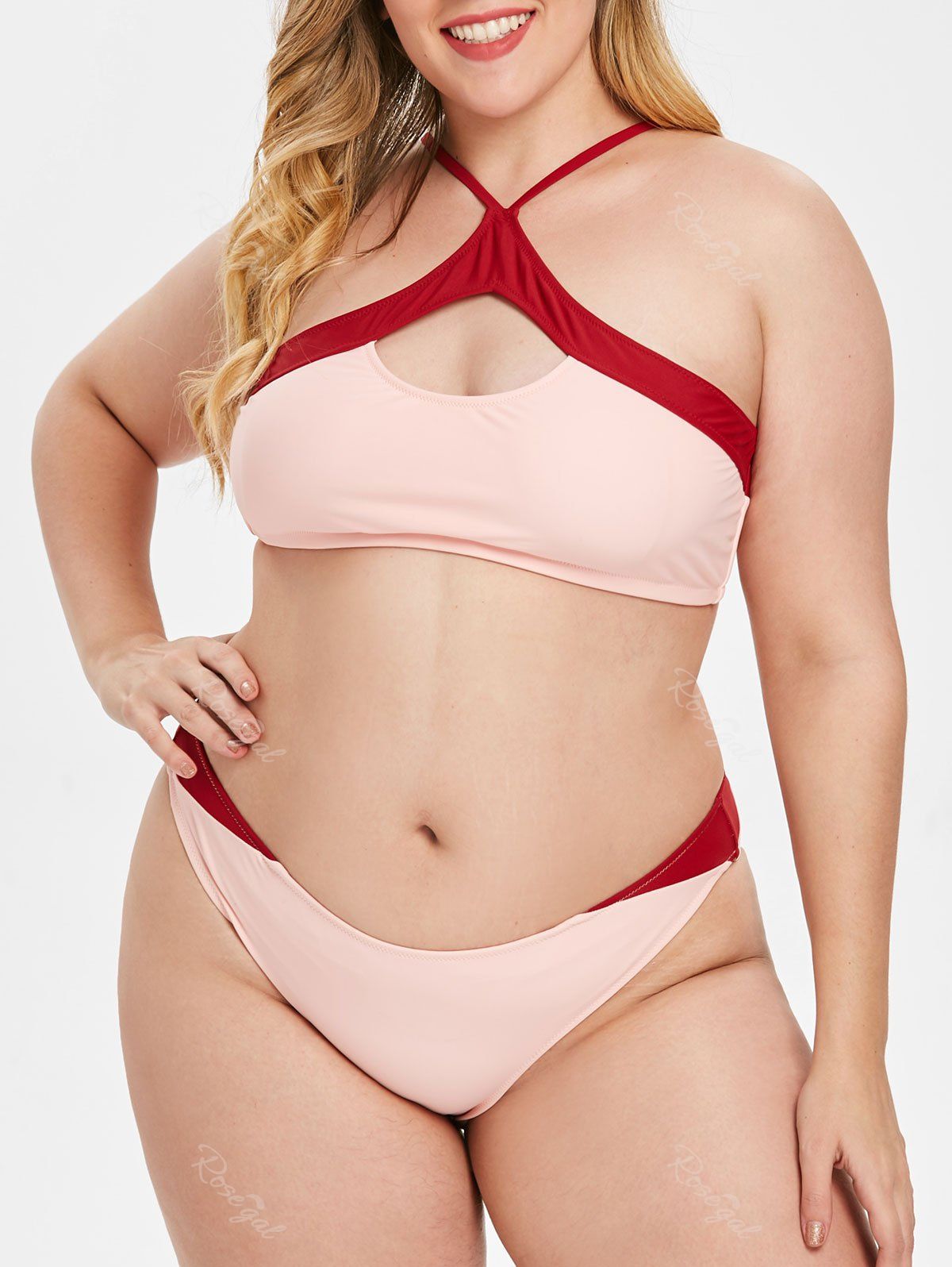 Sale Padded Cut Out Plus Size Bikini Set  
