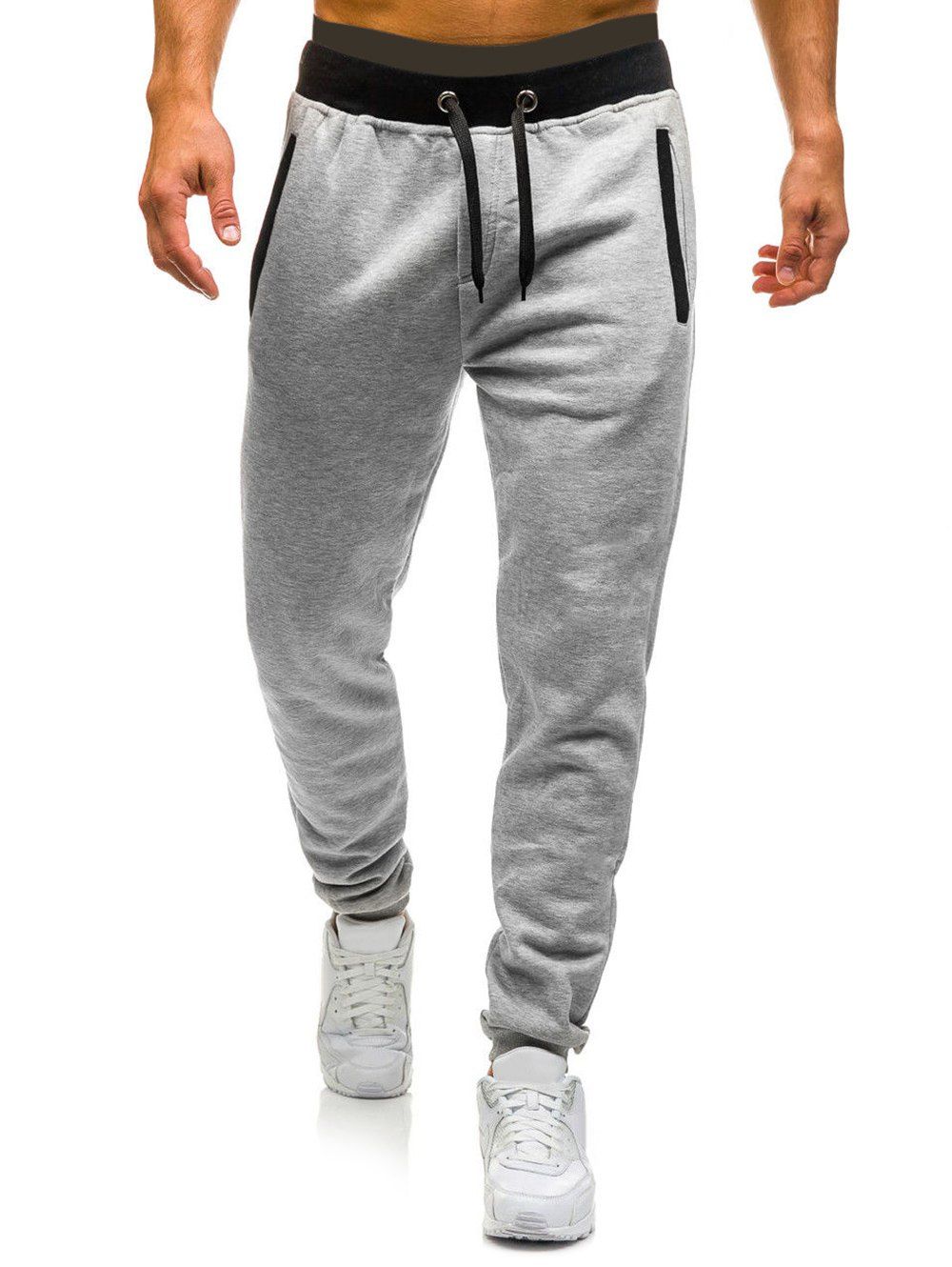 

Long Drawstring Elastic Casual Jogger Pants, Light gray