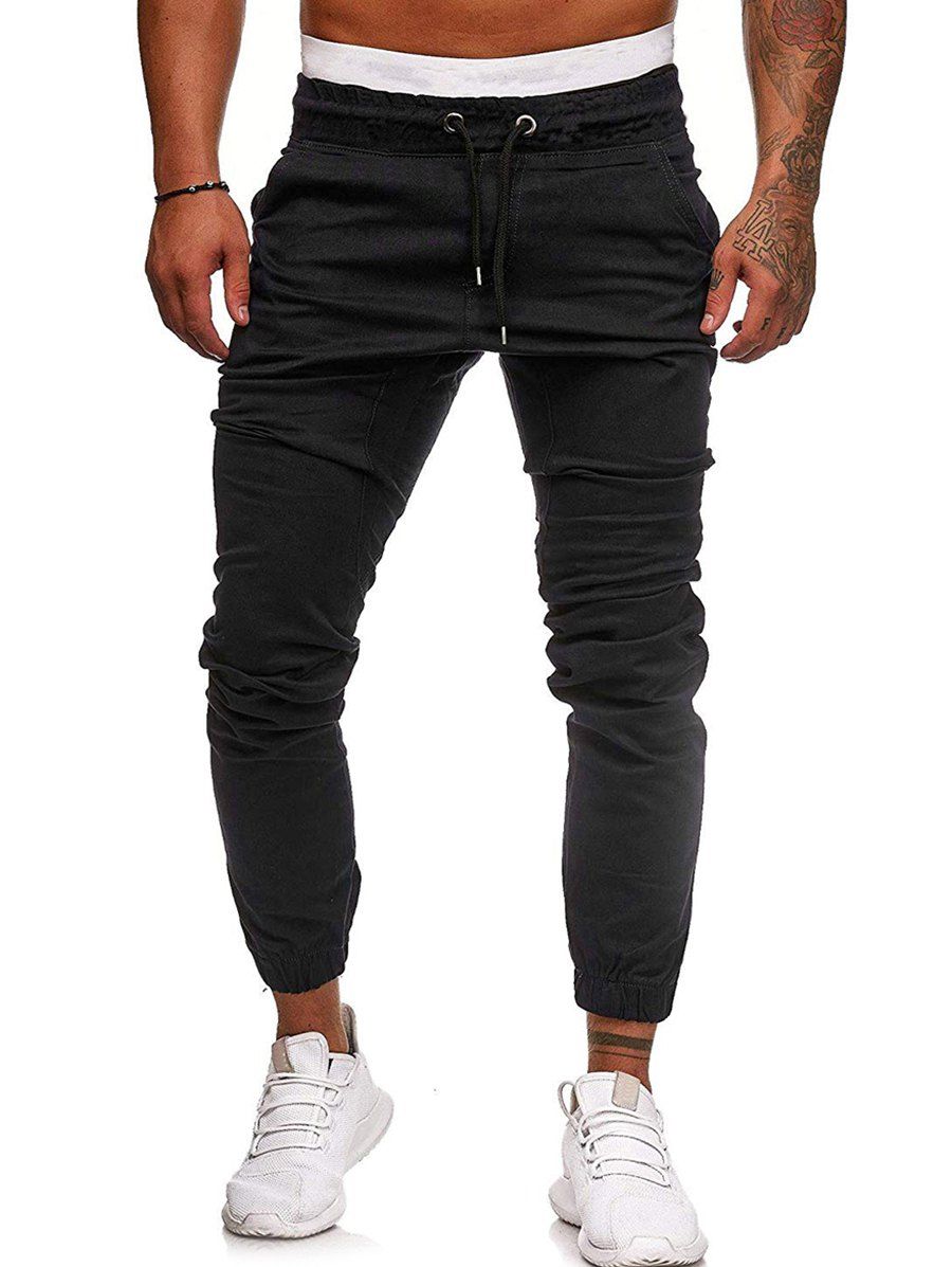 elastic cuffed casual jogger pants