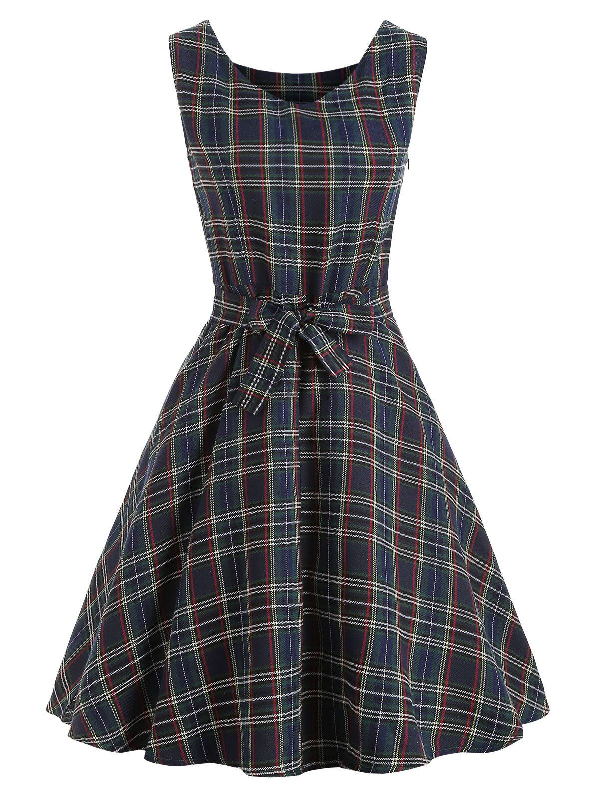 

Vintage Tartan Mid Swing Dress, Cadetblue